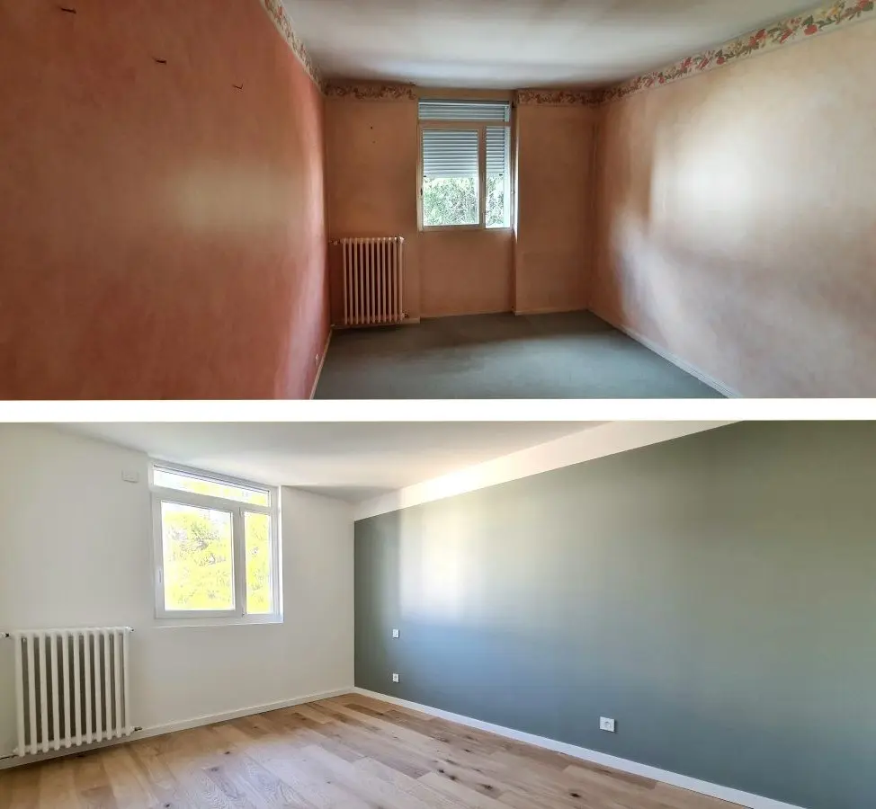 Chantier de peinture et rénovation complète d'une chambre à Basso Cambo.